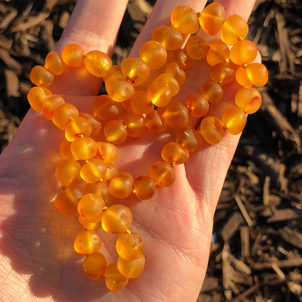Unpolished Lemon Yellow Baltic Amber Necklace
